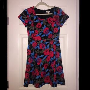 Maison Jules Black Dress with Red Roses